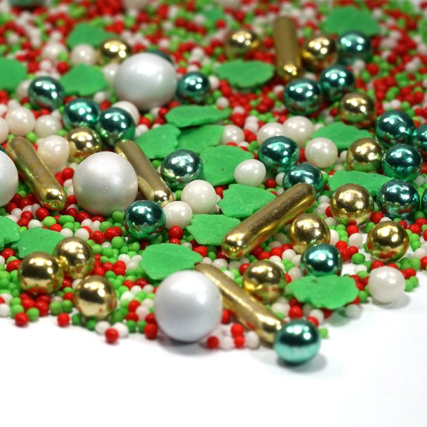 Streusel Santa Claus rot grün gold 180g | bunte Zuckerstreusel Sprinkles Weihnachten | Tortendeko Christmas