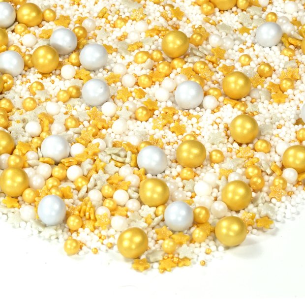 Streusel Sternschnuppe weiss gold 90g | Zuckerstreusel Sterne Geburtstag |  Sprinkles Weihnachten