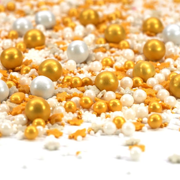 Streusel Sternschnuppe weiss gold 180g | Zuckerstreusel Sterne Geburtstag | Sprinkles Weihnachten