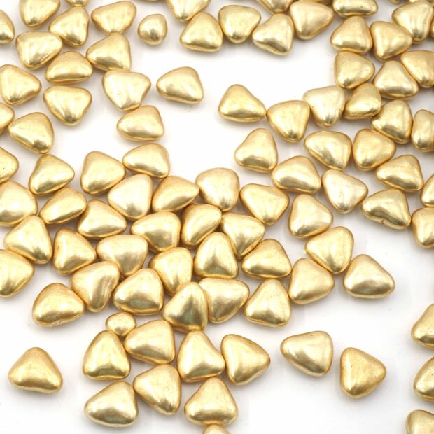 STREUSEL GLÜCK Streusel Schokoherzen gold 90g | ca. 100 Stück goldene Herzen Zuckerstreusel Sprinkles | Tortendeko für Hochzeit Geburtstag Kindergeburtstag Cupcakes | Plätzchen Torte Kuchen Muffins #1