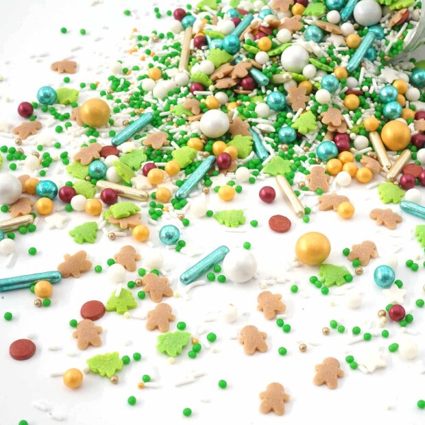 Streusel Weihnachtstraum grün weiss gold 180g | Zuckerstreusel Sprinkles Weihnachten | Tortendeko Christmas