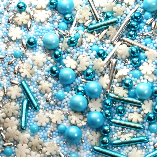 Streusel Eiszauber blau weiss 90g | Zuckerstreusel Winter Schneeflocken | bunte Sprinkles
