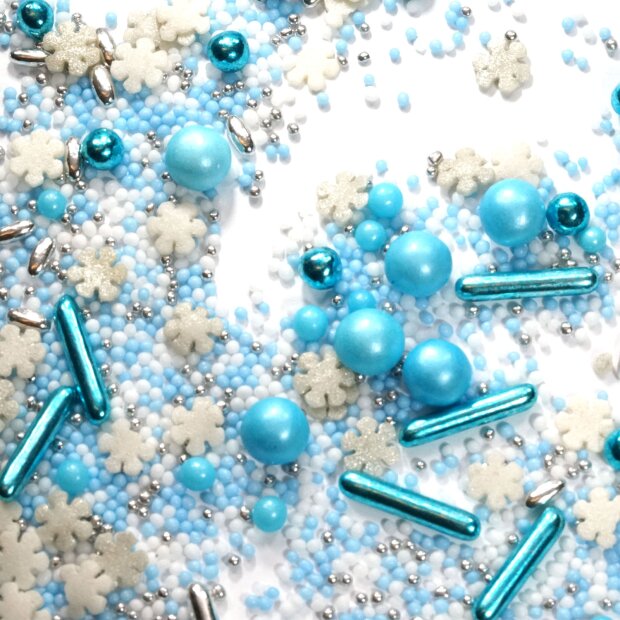 Streusel Eiszauber blau weiss 90g | Zuckerstreusel Winter Schneeflocken | bunte Sprinkles