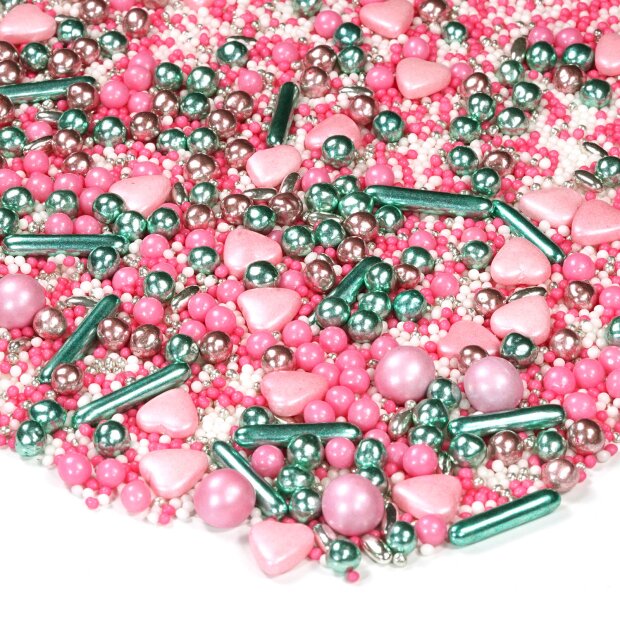 Streusel Julia in Love rosa grün 90g | Zuckerstreusel Herzen Valentinstag | Tortendeko Geburtstag