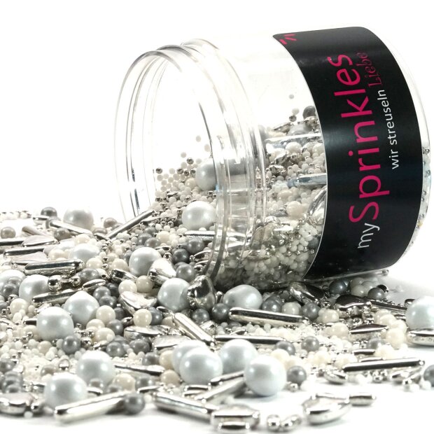 Streusel New York weiss silber 180g | Zuckerstreusel Geburtstag Hochzeit | Tortendeko