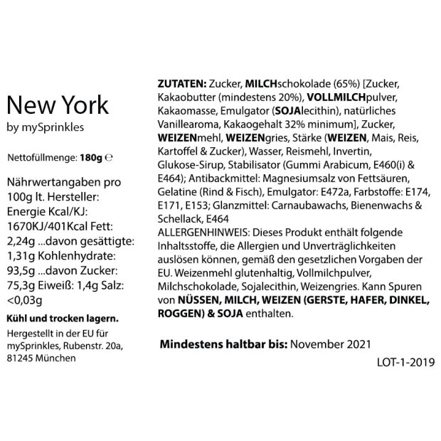 Streusel New York weiss silber 180g | Zuckerstreusel Geburtstag Hochzeit | Tortendeko