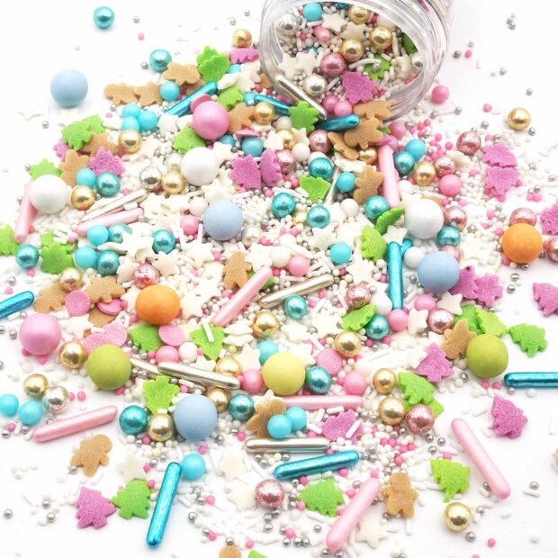 Streusel Christmas Party grün bunt 90g | Zuckerstreusel Sprinkles Weihnachten | Tortendeko