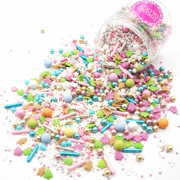 Streusel Christmas Party grün bunt 180g | Zuckerstreusel Sprinkles Weihnachten | Tortendeko Tannenbaum
