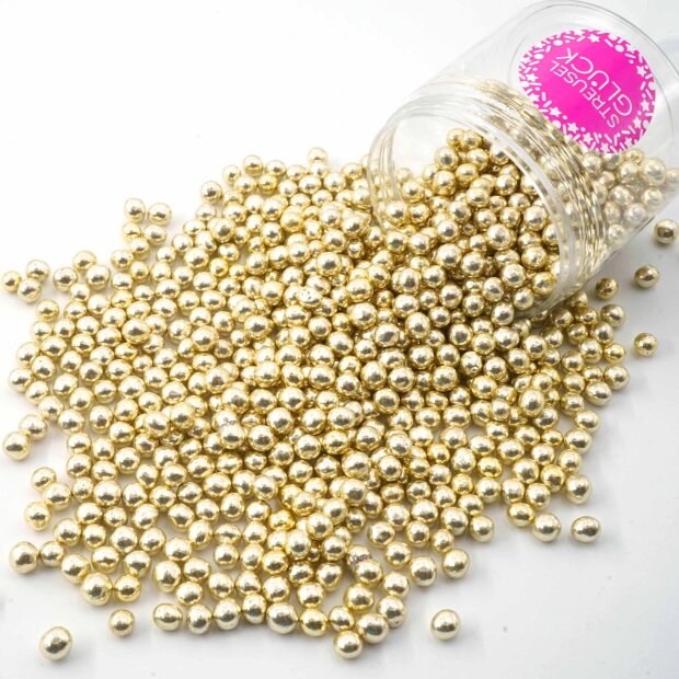 Schokokugeln Crispy mini gold metallic 150g | Schokostreusel für Weihnachten Geburtstag | Cupcakes Cake Pops Muffins Tortendeko