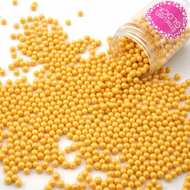 Zuckerperlen Pure Love gold 90g | Streusel Perlen aus Zucker für Deine Tortendeko | Weihnachten Geburtstag