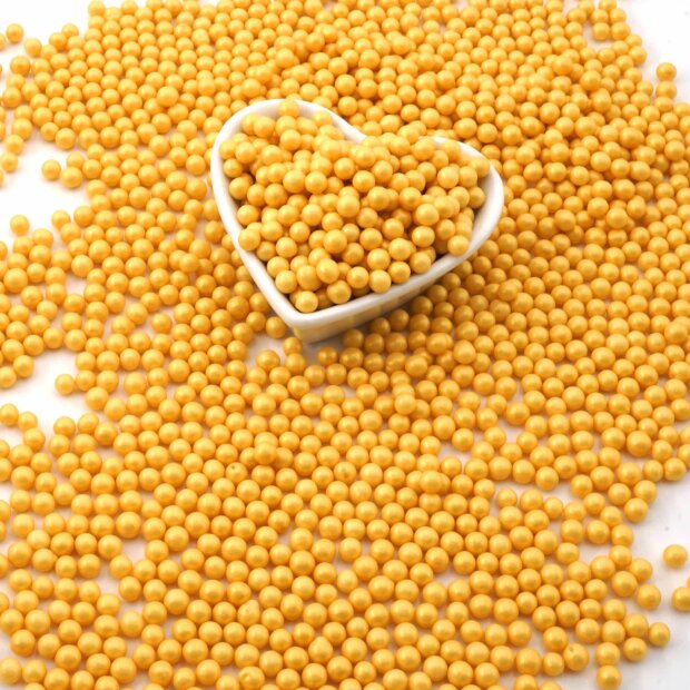 Zuckerperlen Pure Love gold 90g | Streusel Perlen aus Zucker für Deine Tortendeko | Weihnachten Geburtstag