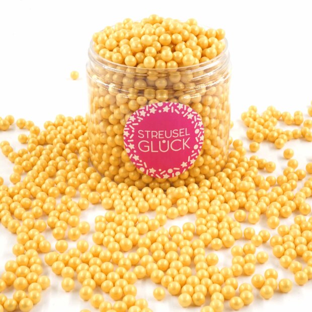 Zuckerperlen Pure Love gold pearl 180g | Streusel Perlen aus Zucker für Deine Tortendeko | Weihnachten Geburtstag