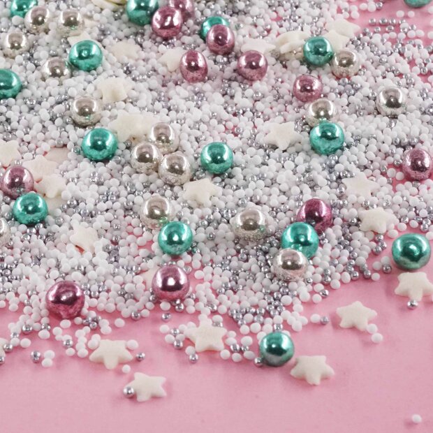 Streusel Polarlicht weiss  rosa grün 90g | Zuckerstreusel Sprinkles Weihnachten | Tortendeko Christmas