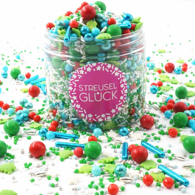 Streusel Christmas Time grün blau bunt 180g | Zuckerstreusel Sprinkles Weihnachten | Tortendeko Geburtstag