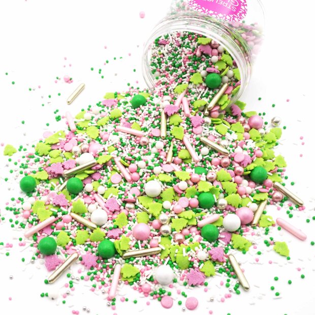 Streusel Christmas Tree weiss rosa grün 180g | Zuckerstreusel Sprinkles Weihnachten | Tortendeko Geburtstag