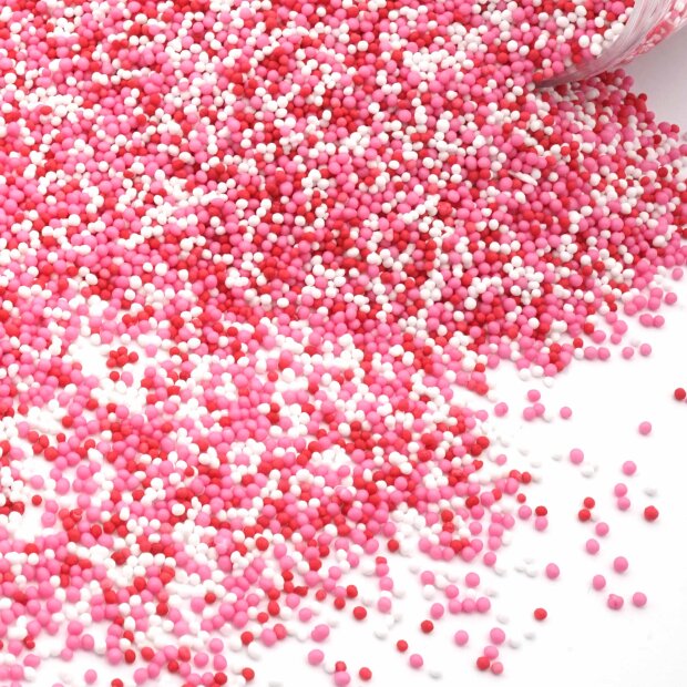 Streusel Just Pure weiss-rosa-rot 90g | Zuckerstreusel Nonpareilles | Kindergeburtstag Valentinstag Muttertag | Tortendeko Cupcakes Muffins