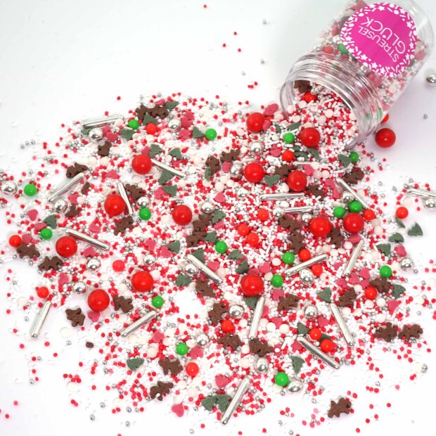 Streusel Rentierglitter rot grün silber bunt 90g | Zuckerstreusel Sprinkles Weihnachten | Tortendeko Geburtstag