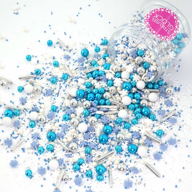 Streusel Schneezauber weiss blau 180g | Zuckerstreusel Sprinkles Weihnachten | Tortendeko Geburtstag