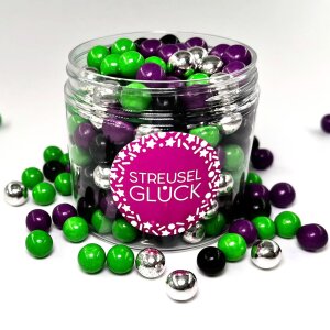 Schokokugeln Halloween grün-lila-schwarz-silber 180g