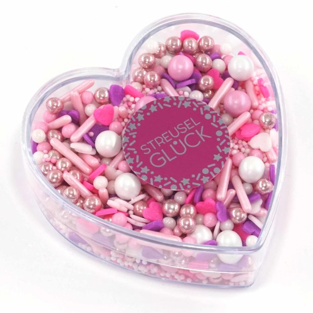 Streusel Dornröschen rosa 160g | Zuckerstreusel Herzen Geschenk Muttertag Valentinstag Geburtstag | Tortendeko