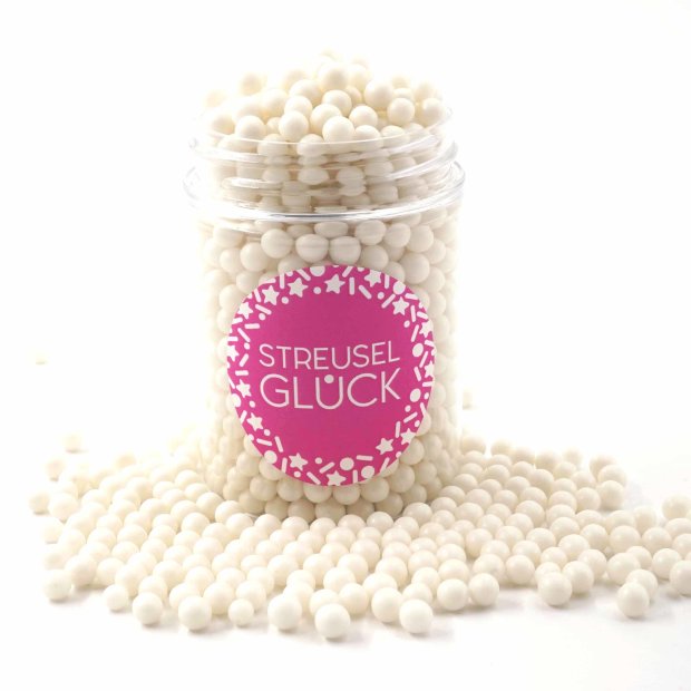 Zuckerperlen Pure Love weiss pearl 90g | Streusel Perlen aus Zucker für Deine Tortendeko | Weihnachten Geburtstag
