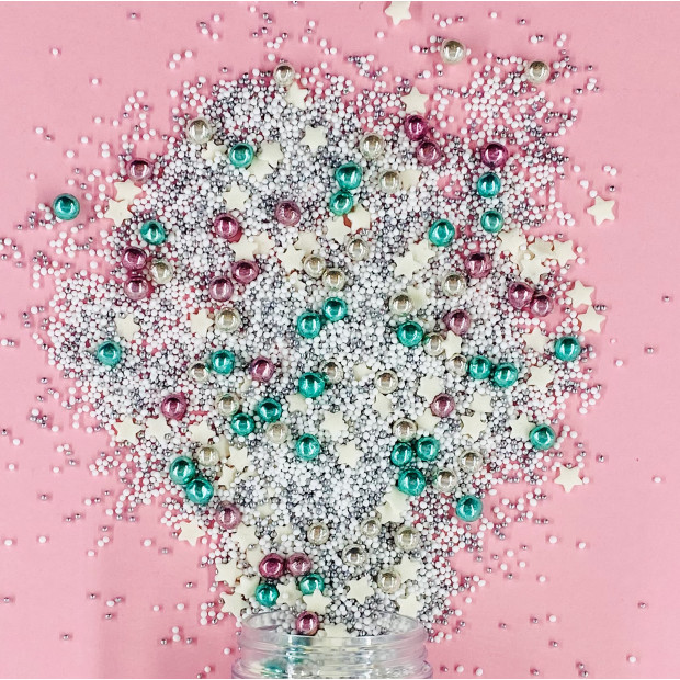 Streusel Polarlicht weiss  rosa grün 180g | Zuckerstreusel Sprinkles Weihnachten | Tortendeko Christmas